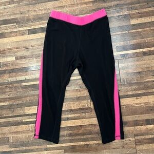 Five Below Capri Yoga Cotton Blend Leggings Black Pink Sz L